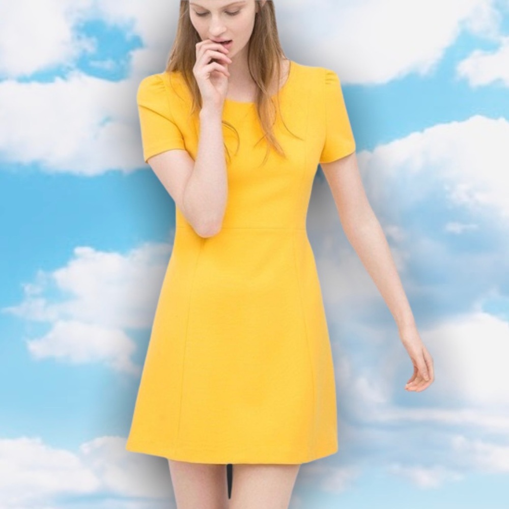 ZARA TRAFALUC Mod Retro A-Line Exposed Zipper Mini Dress L Boho Preppy 60s